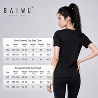 Baiwu OEM – Ensemble de sudation noir enduit pour femme, haut à manches courtes pour la danse et l'entraînement, modèle 126118031