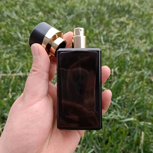 Wholesale 100ml Empty Luxury Flat Square Spray Fragrance Parfum Bottle Black Refillable Perfume Glass Bottle