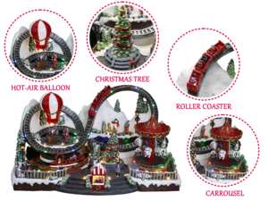 Hecho a mano 3D resina Musical Navidad carrusel móvil Montaña Rusa globo de aire caliente Parque de Atracciones Decoración de mesa - Product Image 3