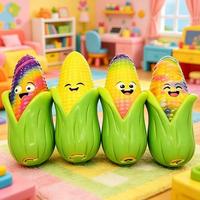 Jouet Squishy en PU en forme de maïs, à rebond lent, avec visage souriant, sensoriel, anti-stress, à presser