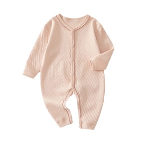 Combinaison bébé en coton pur tricoté à manches longues unisexe, vêtements de printemps et d'automne pour nouveau-nés avec étiquette - Product Image 5