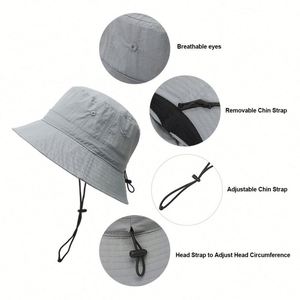 With Strap Quick Dry Packable Boonie Sun Outdoor Bucket Uv Protection Wide Brim <b>Fishing</b> Hat Promotion <b>Gift</b> - Product Image 2