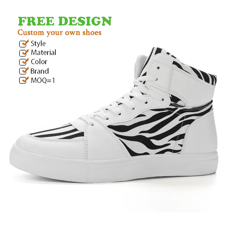 Fábrica al por mayor clásico en blanco diseñador plataforma Skateboard Zapatillas para hombre Retro baloncesto zapatos personalizados Zapatillas altas zapatos