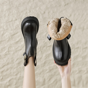 Oferta Especial: Botas de Nieve para Mujer, de Piel de Oveja y Lana Integradas, Nuevas Botas de Invierno Retro con Forro Polar Grueso para Exteriores - Product Image 3