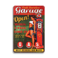 Plaque Métallique Rétro Hot Rod Garage Décoration Atelier de Réparation Automobile Classique Américaine pour Mur de Cave à Hommes
