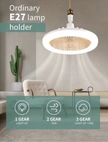 360 °   Ventilateur de plafond avec douille rotative E27, télécommande, 3 couleurs, ampoule LED à intensité variable, pour cuisine, salle de rangement