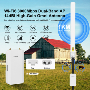 Antena <span class=keywords><strong>WiFi</strong></span> para Exteriores SUNCOMM AN-2458 de Fibra de Vidrio, 2.4-5.8GHz, 2x2 MIMO, Omnidireccional, 13dBi, Antena 5G para Montaje en Techo/Poste - Product Image 3