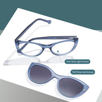 Lunettes de soleil polarisées œil de chat TR90 de haute qualité pour femmes PZ1005, légères, transparentes, couleur marron bleu