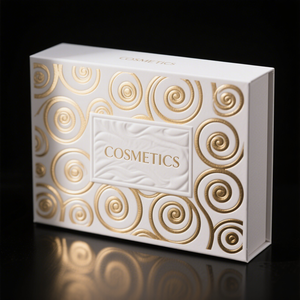 Emballage de boîte de cosmétiques de soin de la peau de maquillage de luxe personnalisé boîte cadeau magnétique blanche boîte de papier de carton recyclable avec logo en feuille d'or - Product Image 2