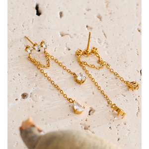 <span class=keywords><strong>Orecchini</strong></span> pendenti JINYOU 7263 impermeabili in acciaio inossidabile placcato <span class=keywords><strong>oro</strong></span> <span class=keywords><strong>vero</strong></span> PVD con zirconi cubici. - Product Image 5