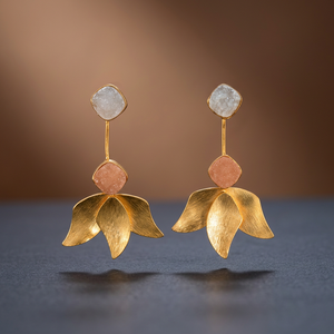 Boucles d'oreilles créoles en acier inoxydable, faites à la main, avec pierres précieuses, style bohème tendance - Product Image 3