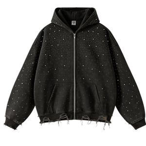 Sweat à capuche avec strass, sweat à capuche Y2k en <span class=keywords><strong>coton</strong></span> et polyester, sweat oversize - Product Image 4