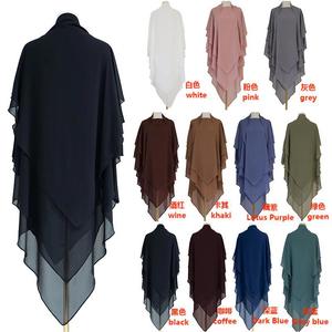 Hijab Musulmano da Donna di Alta Qualità, Nuovo Modello Turco con Laccio sul Retro, Sciarpa da Preghiera Semplice, Niqab Lungo a 3 Strati in Chiffon, Khimar 130cm - Product Image 1