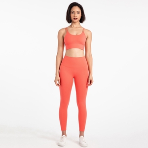 2025 reggiseno con spalline e Leggings a prova di Squat <span class=keywords><strong>abbigliamento</strong></span> da allenamento atletico pelle secca rapida donna 2 pezzi Set di <span class=keywords><strong>abbigliamento</strong></span> <span class=keywords><strong>sportivo</strong></span> - Product Image 3