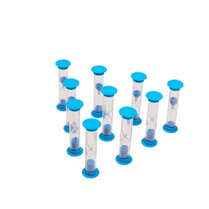 Minuteur sablier pour enfants, design moderne, 1/3/5 minutes, en ABS, verre et tubes PVC, fait main, écologique et durable - Product Image 1