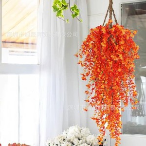 Artificial <b>Eucalyptus</b> Wall Hanging Orange Red Long <b>Branch</b> Indoor Outdoor Decoration - Product Image 3