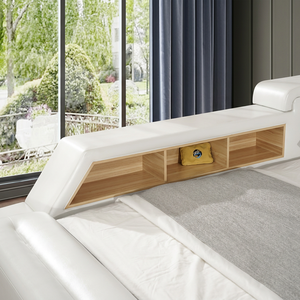 <span class=keywords><strong>Letto</strong></span> Smart di Lusso con Contenitore, Massaggio e Altoparlante Bluetooth, <span class=keywords><strong>Letto</strong></span> Moderno in Pelle con <span class=keywords><strong>Testiera</strong></span> Regolabile e Cassaforte - Product Image 3