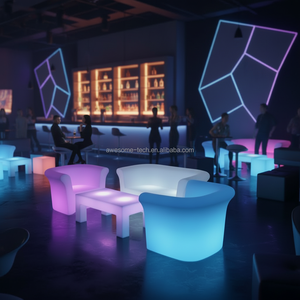 Divano LED Luminoso Durevole e Confortevole con Cuscini e Set di Mobili da Esterno per Lounge <span class=keywords><strong>VIP</strong></span> - Product Image 4