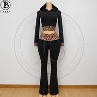 Set Olahraga Yoga Wanita dengan Logo Kustom Produsen, Jaket Resleting, Celana Flare Legging, Set 2 Potong, Tracksuit Wanita