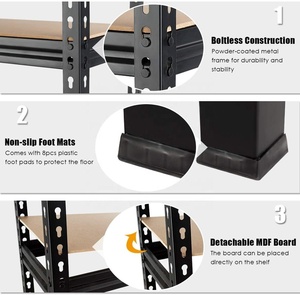 2 <strong>Bays</strong> 5 Tiers 175Kg <strong>Load</strong> Capacity Boltless Storage Racking Garage Shelves <strong>Warehouse</strong> Heavy Duty Steel Shelving Unit - Product Image 5