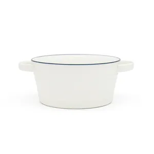 गर्म बिकने वाला नया डिजाइन सफेद रंग नॉस्टेल्जिया कलेक्शन सिरेमिक 16 सेमी गोल सलाद बाउल चीनी मिट्टी के नूडल सूप बाउल