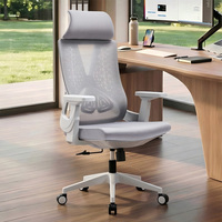 Chaise de bureau pivotante réglable en hauteur avec appui-tête réglable + dossier en maille respirante + cadre en acier + roulettes