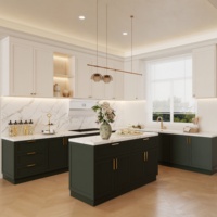 AIGE Pantry Integral Mini Island Wooden Complete Wholesale Kitchen Unite Cupboards Chinese Vermilion Red