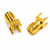 Connecteur RF SMA coaxial plaqué or en laiton, prise femelle SMA à 4 pattes pour montage sur circuit imprimé, vente en gros d'usine