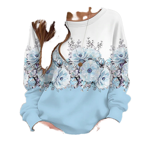 เสื้อสเวตเชิ้ตคอกลม RNSHANGER รุ่น Autumn ผ้าโพลีเอสเตอร์ระบายอากาศได้ดี ลายดอกไม้พิมพ์ลายด้านหน้า พร้อมโลโก้ ดีไซน์ใหม่ สวมใส่สบาย - Product Image 1