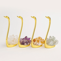 SCJ Wholesale Crystal Craft Ornement Cygne en Cristal Gravé à la Main en Améthyste Naturelle en Forme de Grappe de Dents