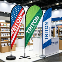 Drapeau publicitaire personnalisé pour salon professionnel, mât en fibre de verre, bannière plume imprimée, imperméable et durable pour exposition