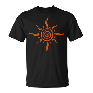 T-shirt Paleo Sun Spiral Petroglyph Nera Abbigliamento casual da uomo - Product Image 2