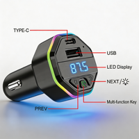 Adaptateur de chargeur de téléphone avec écran numérique G44/lumière LED colorée pour station de charge PD/USB, chargeur de voiture sans fil, appels mains libres