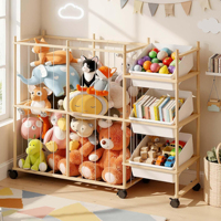 Organisateur de rangement pour jouets avec 3 bacs amovibles, étagère de rangement pour jouets pour enfants, support pour animaux en peluche pour chambre à coucher et salle de jeux