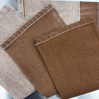 Tissu en denim extensible de haute qualité en coton et polyester, couleur brun foncé, 9,7 oz