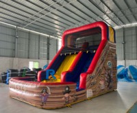Toboganes de Agua Inflables Divertidos para Niños con Piscina, Tobogán de Agua Inflable con Forma de Barco Pirata