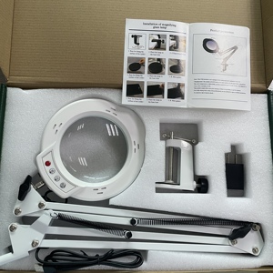 15x Kim Loại Lớn <span class=keywords><strong>Led</strong></span> Bàn đèn xoay cánh tay ánh sáng đứng với có thể điều chỉnh 5 chế độ màu kẹp kính lúp với điều chỉnh thắp sáng đứng - Product Image 4