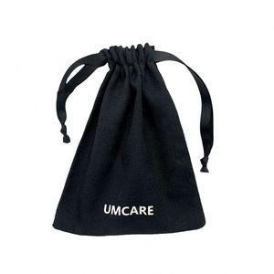 Wholesale Custom Black Cotton Canvas <b>Drawstring</b> Bag With White Printed Logo for Handbag Hat Cap Shoe Packaging Dust <b>Pouch</b> - Product Image 1