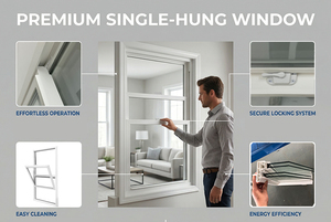 Fenêtres à guillotine simples WEIKA 36"x60" blanches, double vitrage, <span class=keywords><strong>remplacement</strong></span>, fenêtre en vinyle, <span class=keywords><strong>prix</strong></span> d'usine, fabricant, sur mesure - Product Image 5