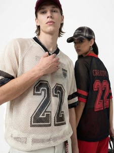 Camiseta Deportiva Retro Holgada de Malla Sólida para Hombre, Estilo Fútbol Americano, Novedad 2026, Casual, Unisex, de Poliéster Transpirable - Product Image 1