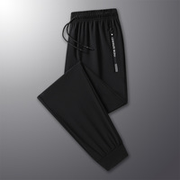 Pantalon de survêtement décontracté d'été pour homme, séchage rapide, respirant, grande taille, en soie glacée