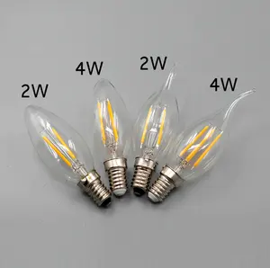 Lâmpada led de edison decorativa, em forma de vela, vintage, filamento, e12, e14, 2w, 4w e 6w, c35, lâmpada pingente, luminária para lustre