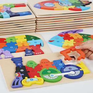 Eğitim büyük boy ahşap bulmaca oyuncak hayvan uçak Montessori erken eğitim blok bulmacalar hediye oyuncaklar Toddlers için - Product Image 3