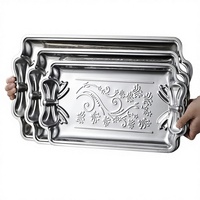 Plat en acier inoxydable, style américain rétro, luxe léger, plat carré peu profond, plat à fruits, plat à vapeur, plat à sac, plat épaissi