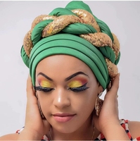 22 Colores Moda Multicapa Étnica Turbante Gorro Pañuelo para la Cabeza Bandana Pañuelo para el Cabello Gorro con Trenza de Lentejuelas de Capas Espaciales Sombreros Africanos