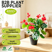 Geranium Merah Buatan Kecil Langsung dari Pabrik dalam Pot 37cm, Tanaman Bunga Tiruan Sentuhan Asli untuk Dekorasi Balkon Jendela