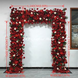 Arche florale en tissu de soie rouge durable et écologique DKB Factory, 6-7 pieds, pour décoration de mariage, événement ou photomaton – Vente chaude - Product Image 2