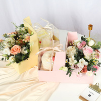 Boîte à gâteau carrée transparente avec poignée pour ensembles de boîtes d'emballage cadeau fleur