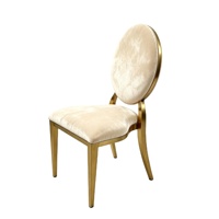 Chaise de banquet de luxe en acier inoxydable doré et crème avec dossier ovale pour mobilier de réception d'événements hôteliers