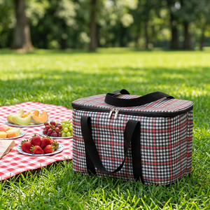 Sac isotherme portable pliable de style nouveau en tissu Oxford imprimé, sac thermique à main pour le camping en plein air et <span class=keywords><strong>les</strong></span> pique-niques - Product Image 3